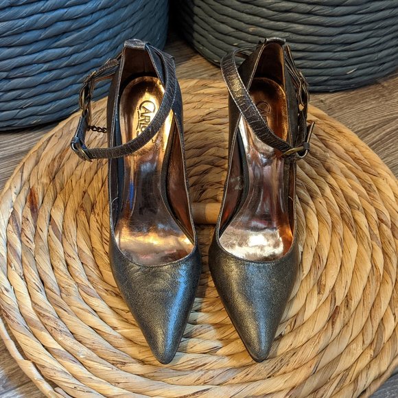 SAMPLE (W6*) - CARLOS SANTANA Oiled Bronze Mary Janes w/ Chain - Picture 2 of 8